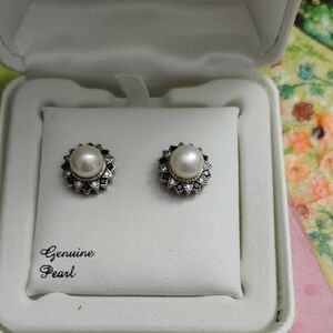 Genuine Pearl Sterling Silver Earrings